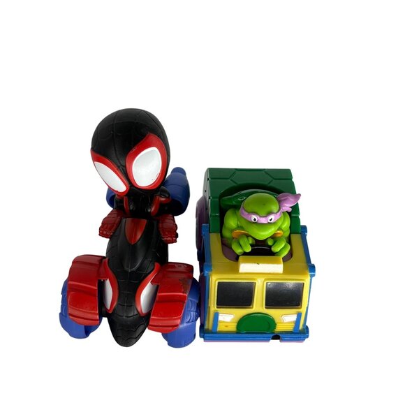 Marvel & TMNT Vehicle Set With Spider-Man Black Panther Ninja Turtle & Miles Mor - Picture 4 of 5